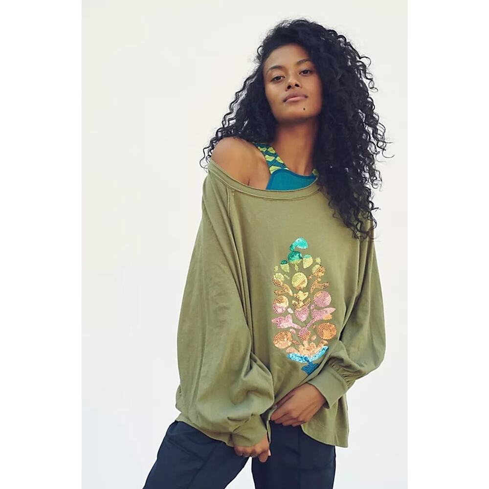 Free People FP Movement She's Everything Sequin Buti Long-Sleeve Medium